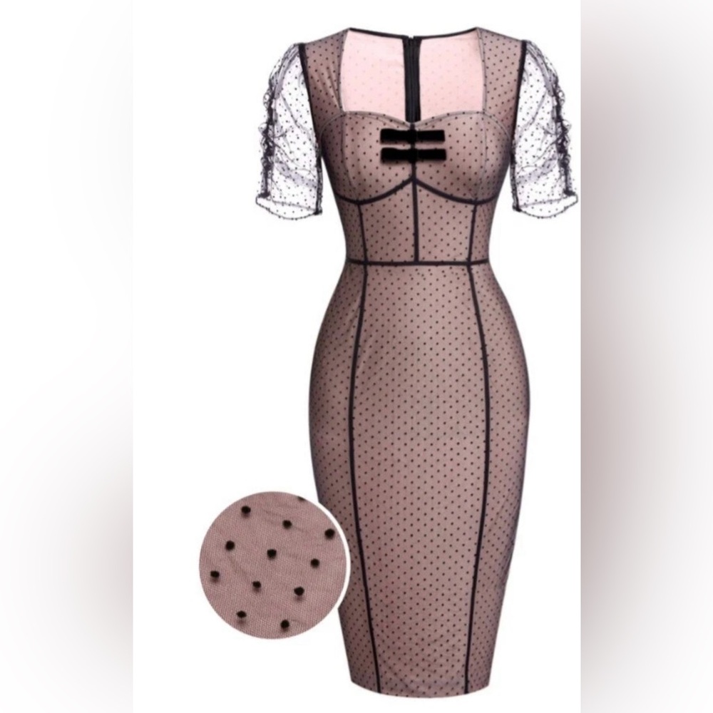 Elegant Long Sleeve Polka Dot Dress
